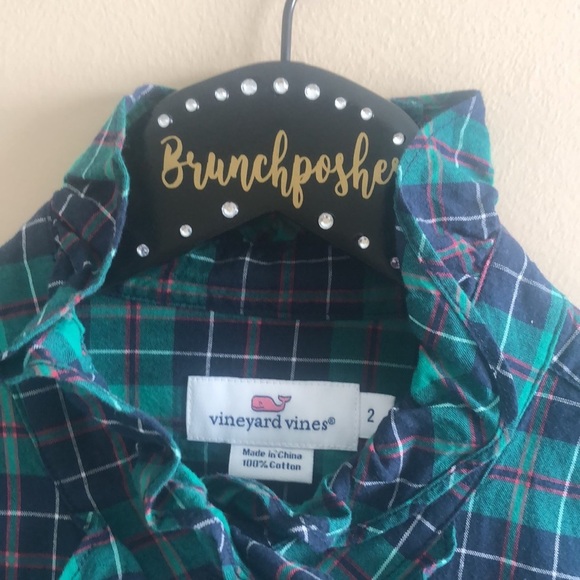 Vineyard Vines Holly Plaid Ruffle Button Down Shirt - Picture 2 of 8